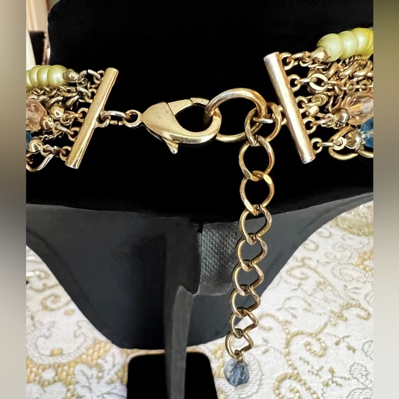 Vintage Multi Strand Statement Necklace w/Floral Openwork Ornament - Picture 6 of 7